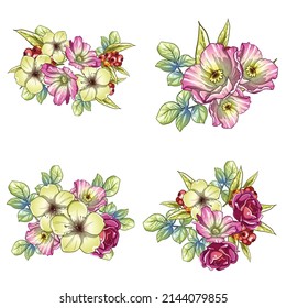 Flowers set. Collection of floral elements