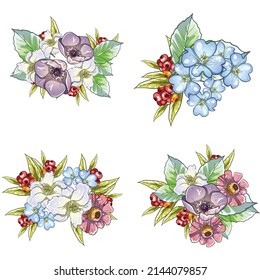 Flowers set. Collection of floral elements