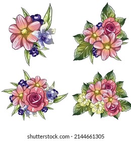 Flowers set. Collection of floral elements