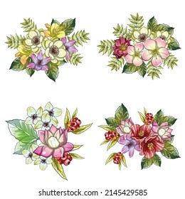Flowers set. Collection of floral elements