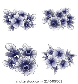 Flowers set. Collection of floral elements
