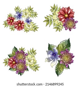 Flowers set. Collection of floral elements
