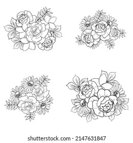 Flowers set. Collection of floral elements