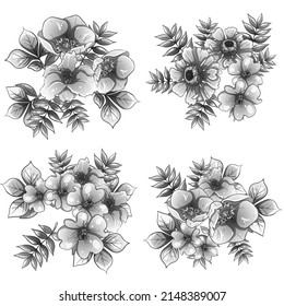 Blumengarnitur. Sammlung von Blumenelementen