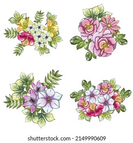 Flowers set. Collection of floral elements