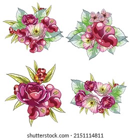 Blumengarnitur. Sammlung von Blumenelementen