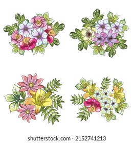 Flowers set. Collection of floral elements