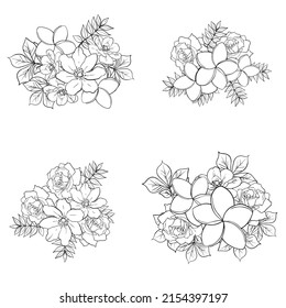 Flores puestas. Colección de elementos florales