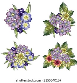 Flowers set. Collection of floral elements