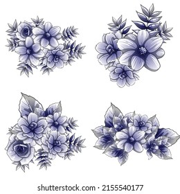 Flowers set. Collection of floral elements
