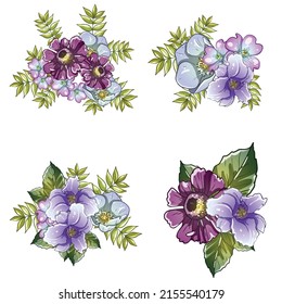 Jeu de fleurs. Collection d'éléments floraux