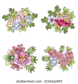 Flowers set. Collection of floral elements