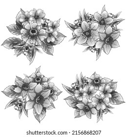 Flowers set. Collection of floral elements