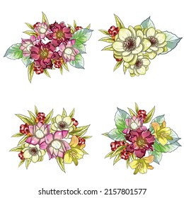 Blumengarnitur. Sammlung von Blumenelementen