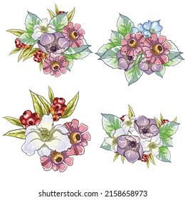 Flowers set. Collection of floral elements