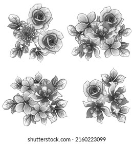 Flowers set. Collection of floral elements