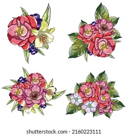 Flowers set. Collection of floral elements