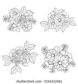 Flowers set. Collection of floral elements