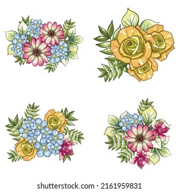 Flowers set. Collection of floral elements