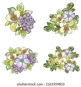 Flowers set. Collection of floral elements