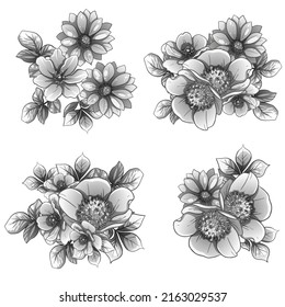 Flowers set. Collection of floral elements
