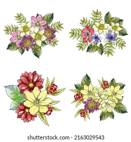 Flowers set. Collection of floral elements
