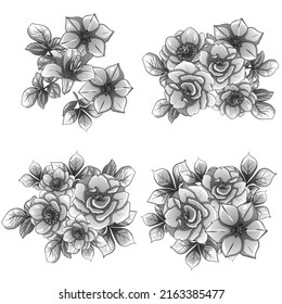 Flores puestas. Colección de elementos florales