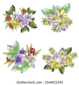 Flowers set. Collection of floral elements