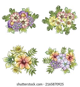 Flowers set. Collection of floral elements