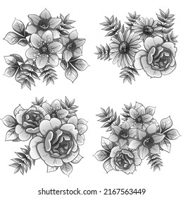 Flores puestas. Colección de elementos florales