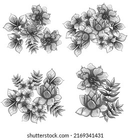 Flowers set. Collection of floral elements