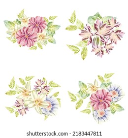 Flowers set. Collection of floral elements
