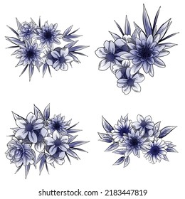 Flowers set. Collection of floral elements