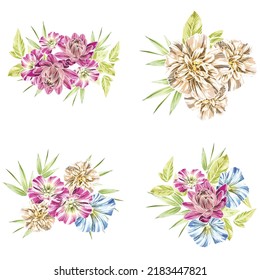 Flowers set. Collection of floral elements