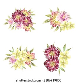 Flores puestas. Colección de elementos florales