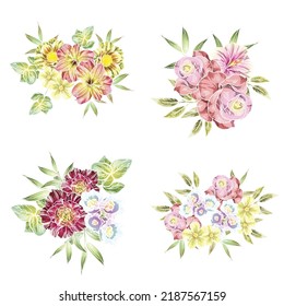 Flowers set. Collection of floral elements