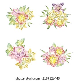 Flowers set. Collection of floral elements