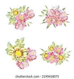 Flowers set. Collection of floral elements