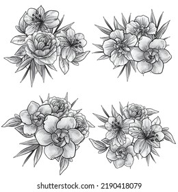 Flowers set. Collection of floral elements