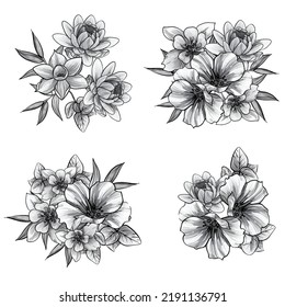 Blumengarnitur. Sammlung von Blumenelementen