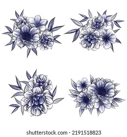 Flowers set. Collection of floral elements
