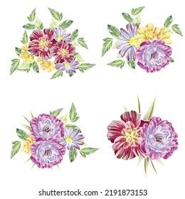 Blumengarnitur. Sammlung von Blumenelementen