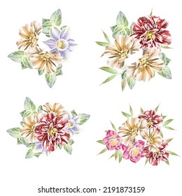 Blumengarnitur. Sammlung von Blumenelementen
