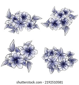 Flores puestas. Colección de elementos florales
