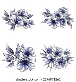 Blumengarnitur. Sammlung von Blumenelementen