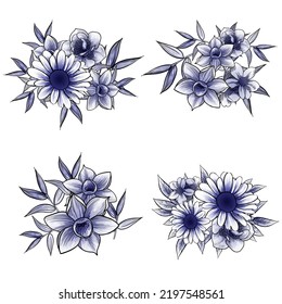Flowers set. Collection of floral elements