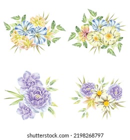 Flowers set. Collection of floral elements