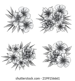 Flores puestas. Colección de elementos florales