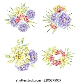 Flores puestas. Colección de elementos florales