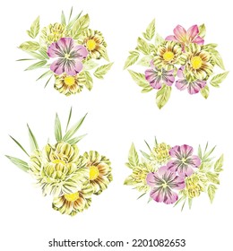 Blumengarnitur. Sammlung von Blumenelementen